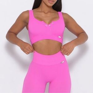 Bombshell Sportswear Inspired Seamless Snap Bra- Pink- Size M
